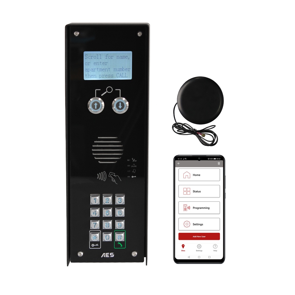 GSM intercom - 500 appartementen - code + badge zwart