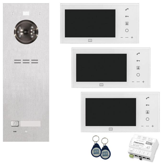Kit intercom vidéo 1B/3M encastré