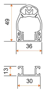 Afslaglijst rubberprofiel 49mm hoog (/m)